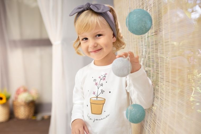 Bluzka dziewczęca z długim rękawem, ecru, Pinokio