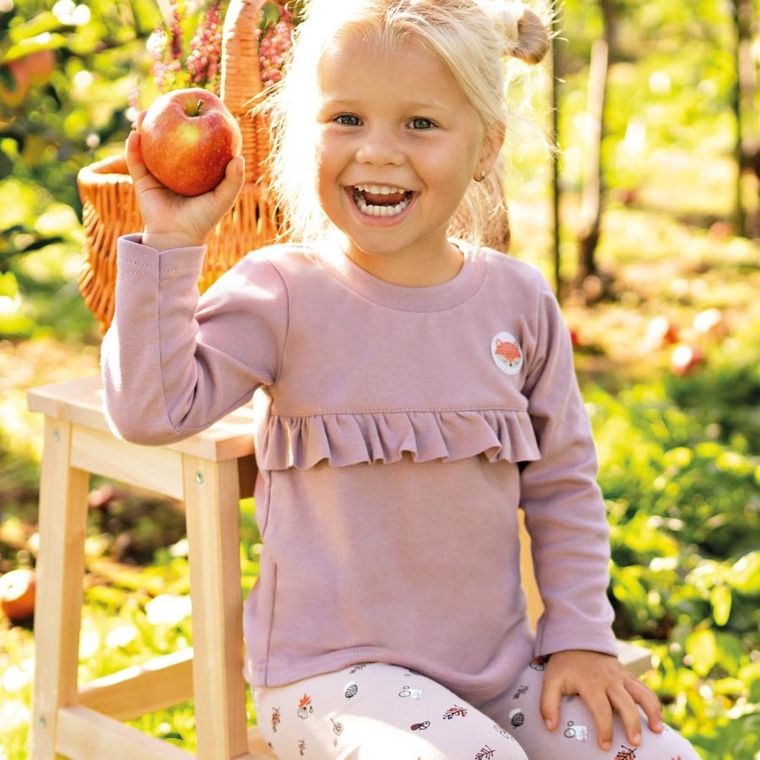 Bluzka dziewczęca z długim rękawem, fioletowa, Eevi