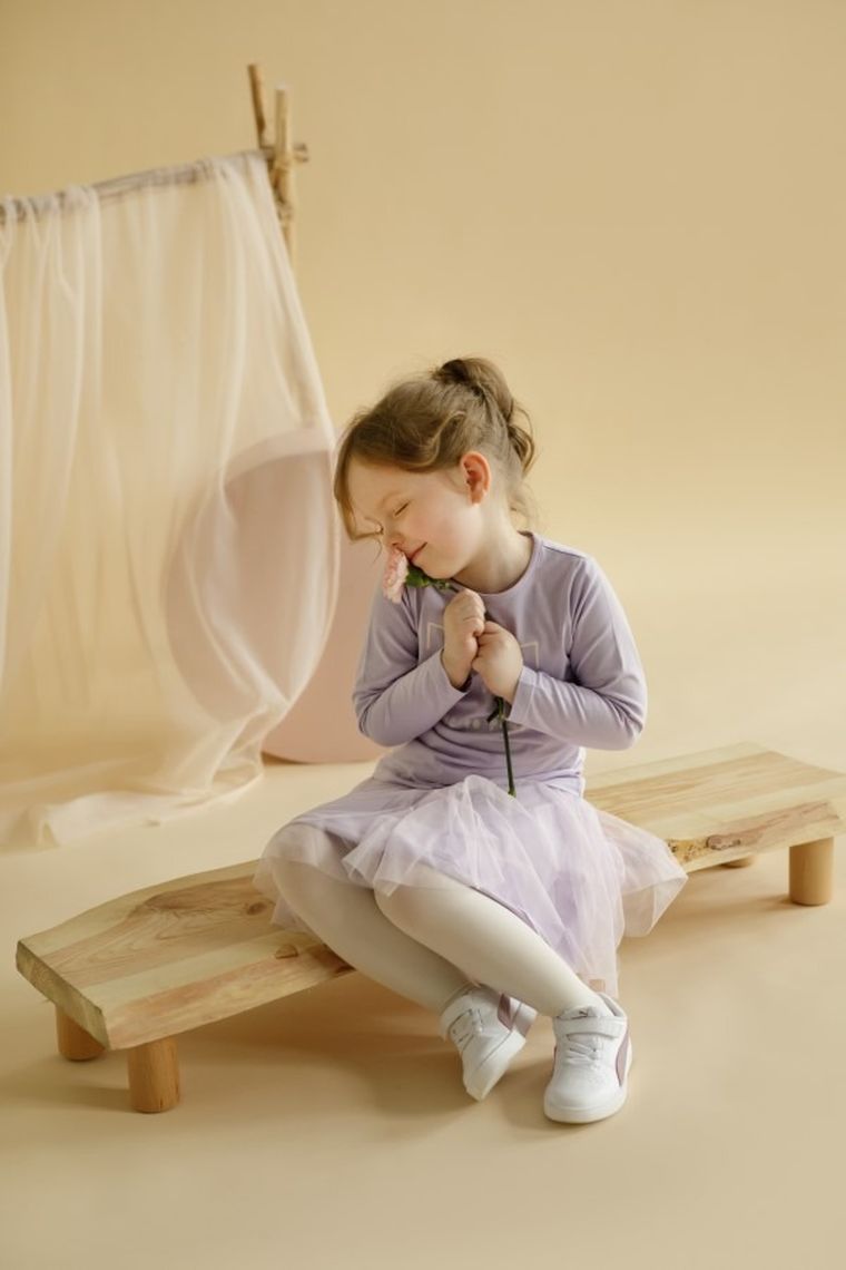 Bluzka dziewczęca z długim rękawem, fioletowa, Pinokio