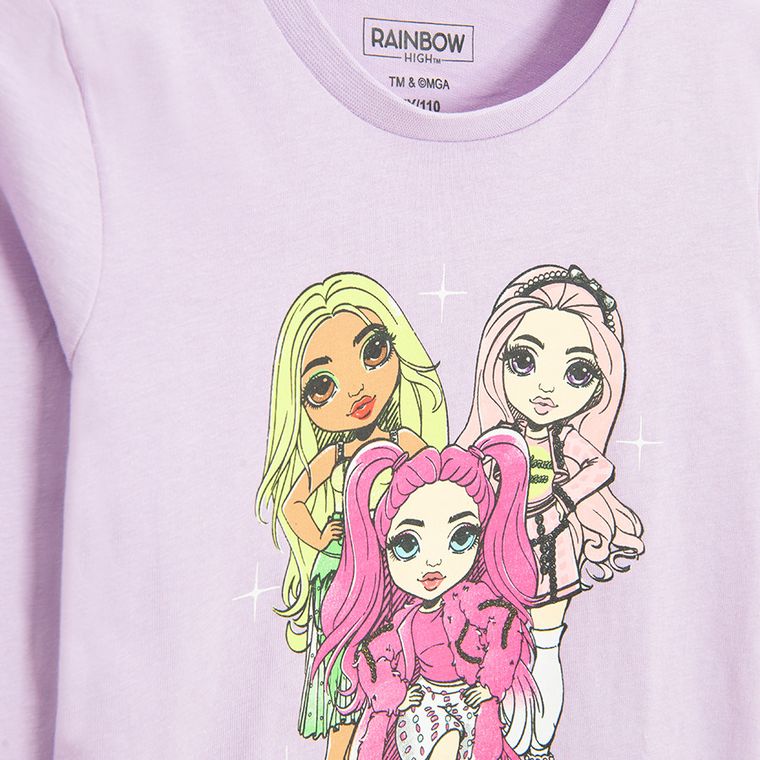 Bluzka dziewczęca z długim rękawem, fioletowa, Rainbow High