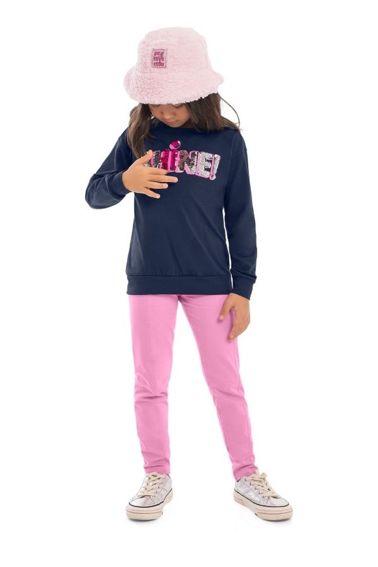 Bluzka dziewczęca z długim rękawem, granatowa, Quimby