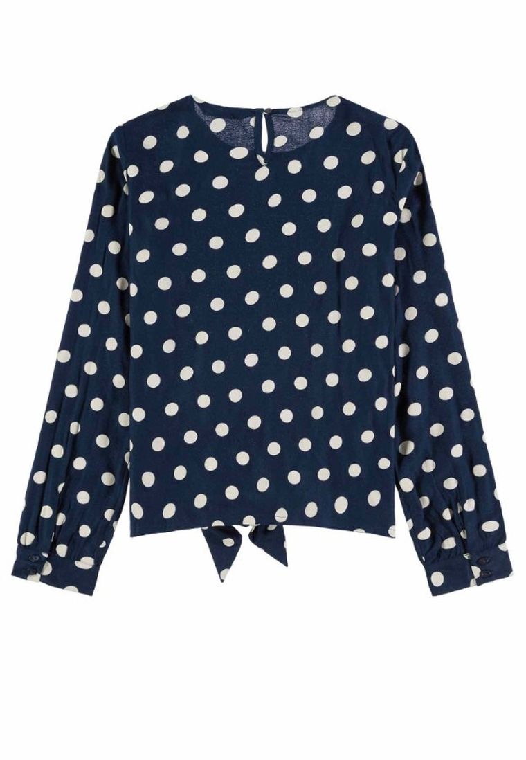 Bluzka dziewczęca z długim rękawem, granatowa, Tom Tailor