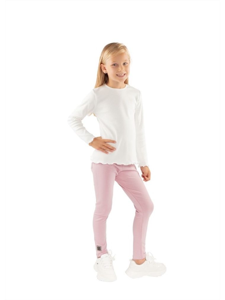 Bluzka dziewczęca z długim rękawem, prążkowana, biała, Tup Tup