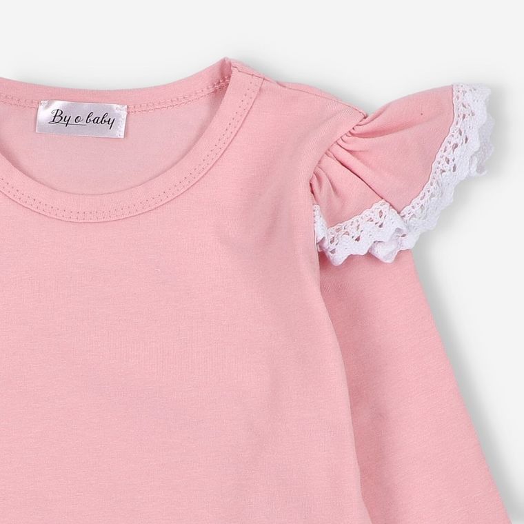 Bluzka dziewczęca z długim rękawem, różowa, By o Baby