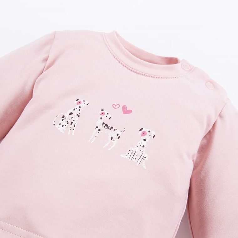 Bluzka dziewczęca z długim rękawem, różowa, Eevi