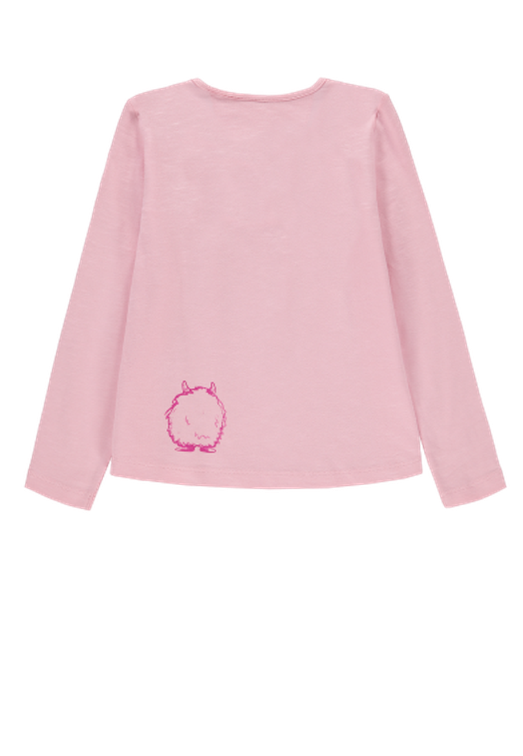 Bluzka dziewczęca z długim rękawem, różowa, Esprit