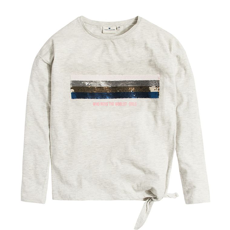 Bluzka dziewczęca z długim rękawem, szara, Tom Tailor