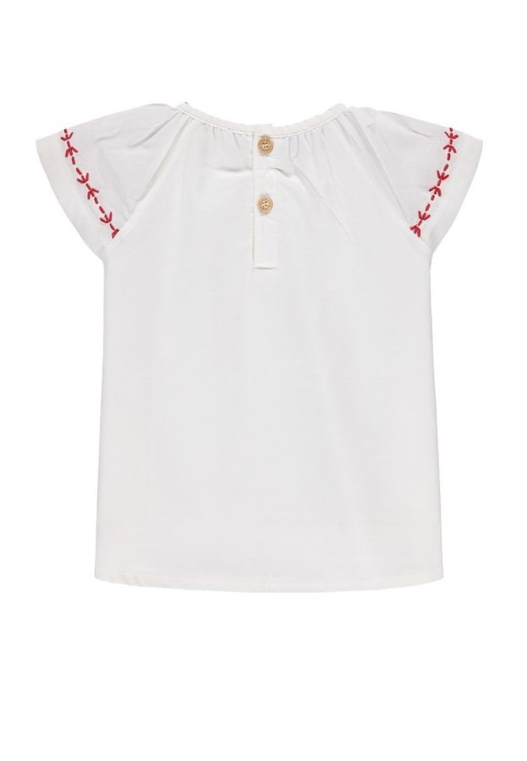 Bluzka dziewczęca z krótkim rękawem, bawełna organiczna, ecru, Bellybutton