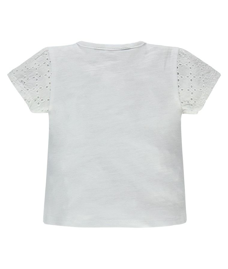 Bluzka dziewczęca z krótkim rękawem, biała, haftowana, Kanz