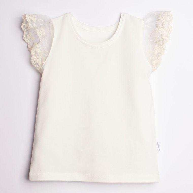 Bluzka dziewczęca z krótkim rękawem, ecru, Nicol