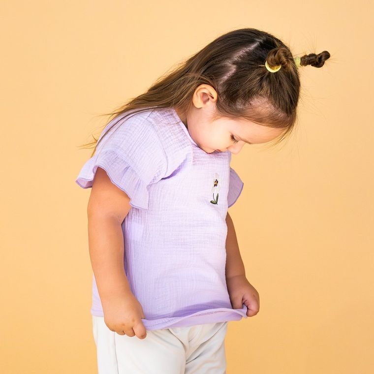 Bluzka dziewczęca z krótkim rękawem, fioletowa, Eevi