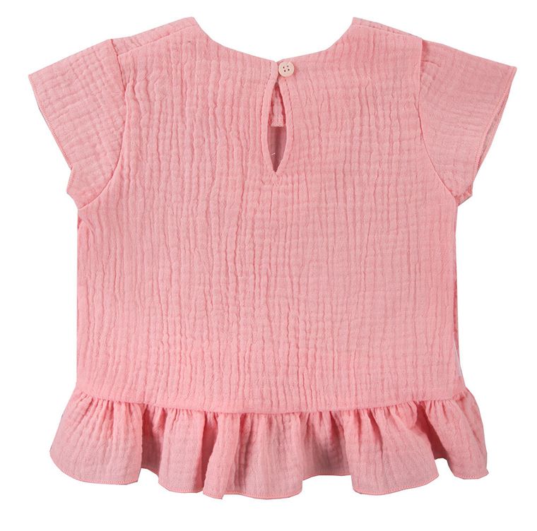 Bluzka dziewczęca z krótkim rękawem, różowa, Eevi