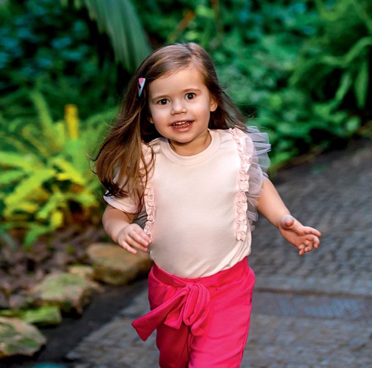 Bluzka dziewczęca z krótkim rękawem, różowa, Eevi