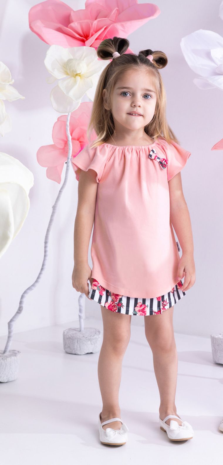 Bluzka dziewczęca z krótkim rękawem, różowa, Nicol