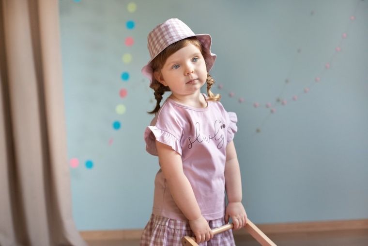 Bluzka dziewczęca z krótkim rękawem, różowa, Slowly, Pinokio