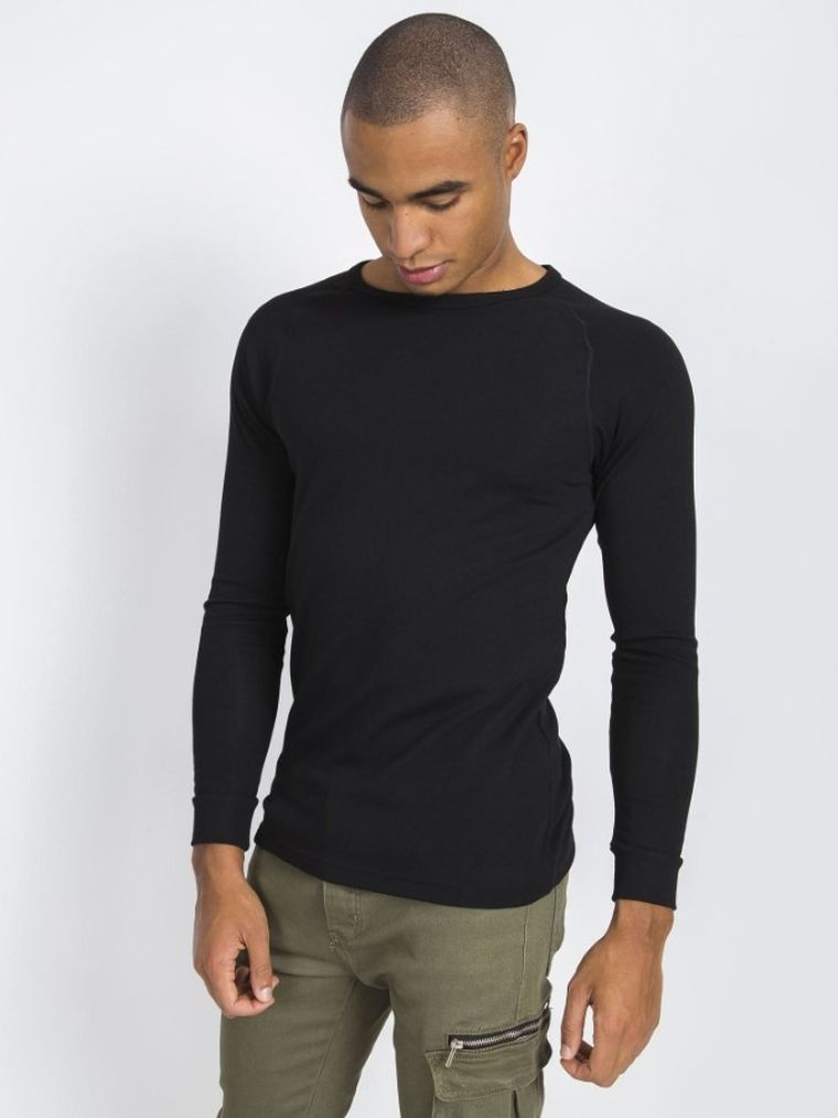 Bluzka męska z długim rękawem, czarna, Berrak