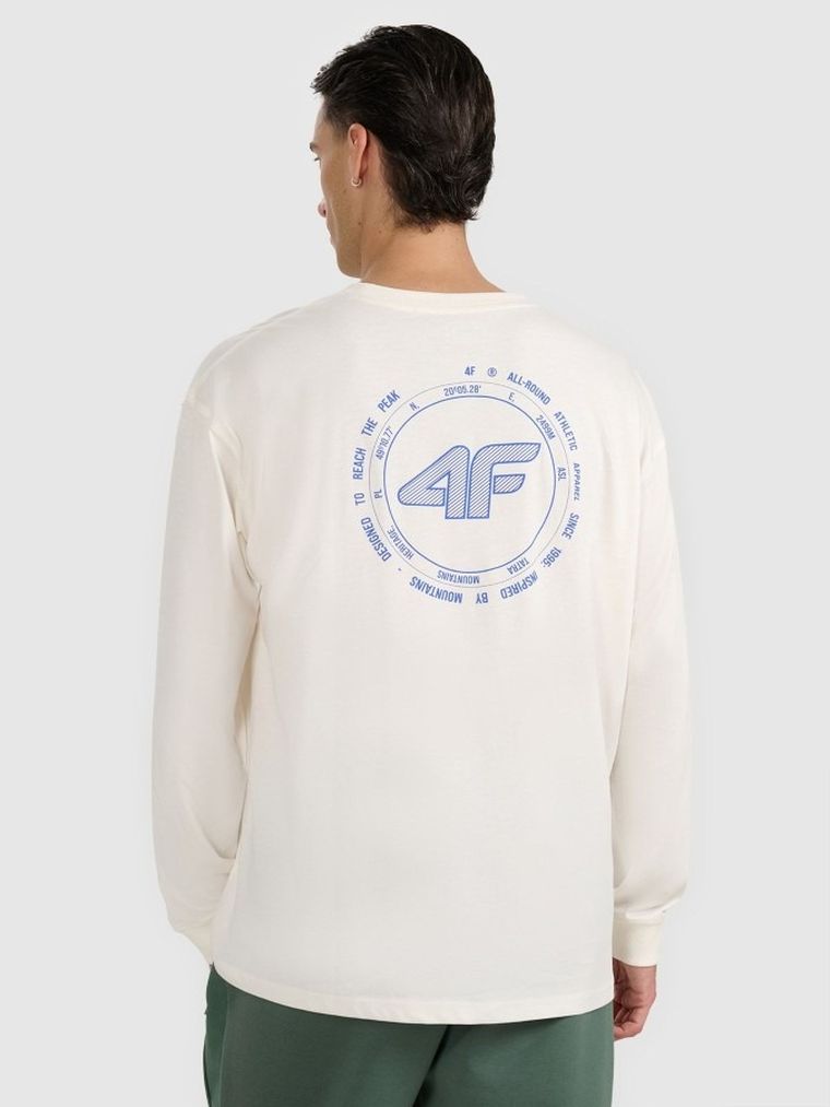 Bluzka męska z długim rękawem, ecru, 4F