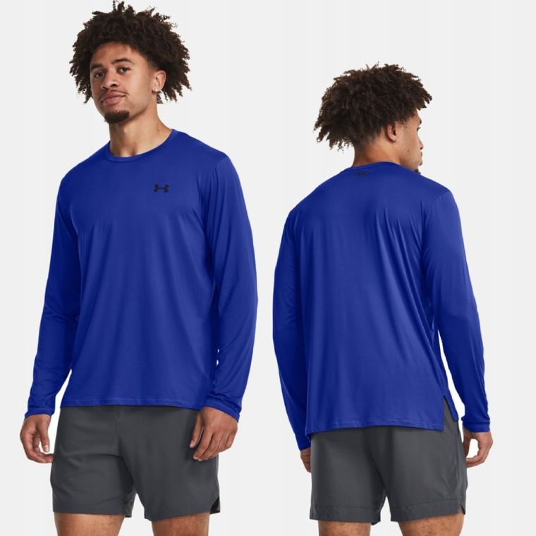 Bluzka męska z długim rękawem, niebieska, Under Armour