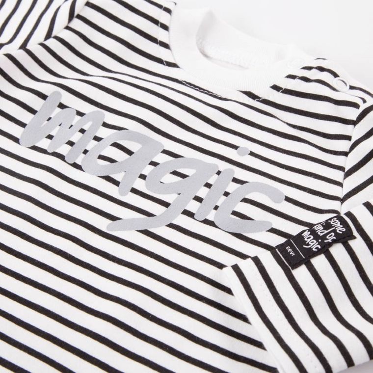 Bluzka niemowlęca z długim rękawem, czarno-biała, Magic, Eevi