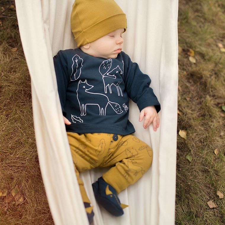 Bluzka niemowlęca z długim rękawem, granatowa, Pinokio