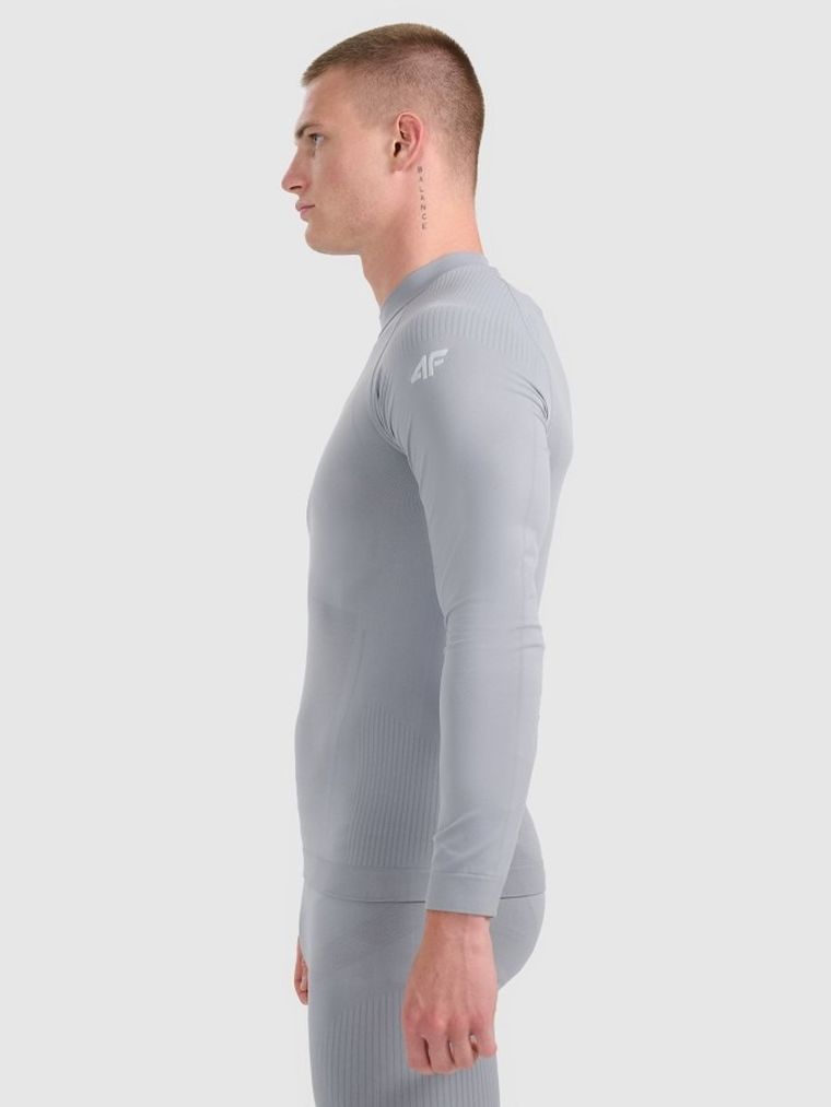 Bluzka termoaktywna męska z długim rękawem, szara, 4F