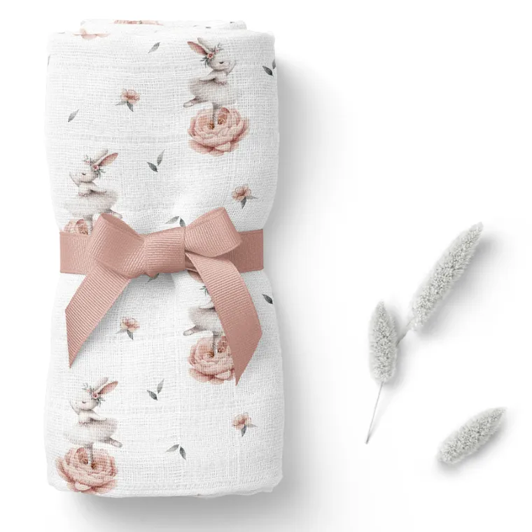 Bocioland, Króliczki, pieluszka bambusowa, 40-40 cm