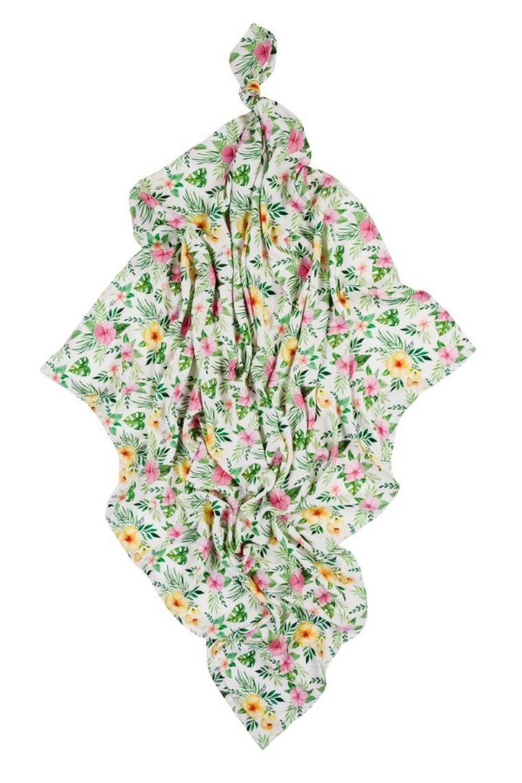 Bocioland, Kwiaty, otulacz bambusowy, 120-120 cm