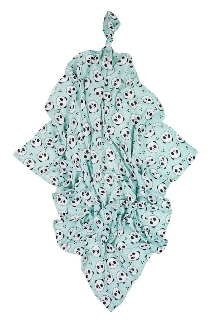 Bocioland, Panda, pieluszka bambusowa, miętowa, 30-30 cm