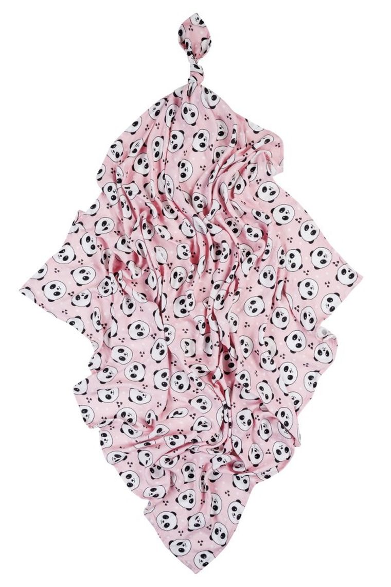 Bocioland, Panda, pieluszka bambusowa, różowa, 30-30 cm