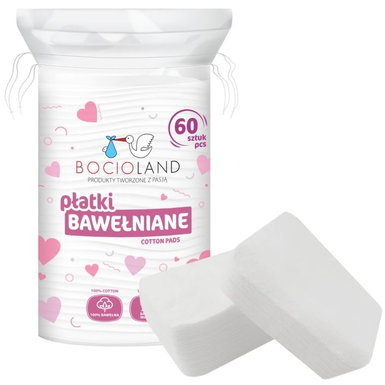 Bocioland, płatki kosmetyczne, bawełniane, 60 szt.