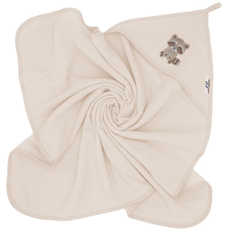 Bocioland, Szop, bawełniane okrycie kąpielowe, ręcznik z kapturkiem, 80-80 cm