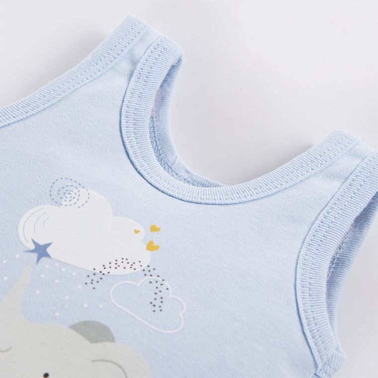 Body chłopięce bez rękawów, niebieskie, słonik, Eevi