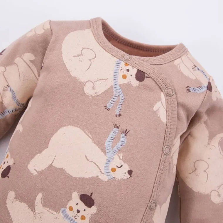 Body chłopięce z długim rękawem, beżowe, Eevi