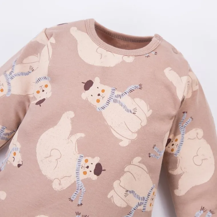 Body chłopięce z długim rękawem, beżowe, Eevi