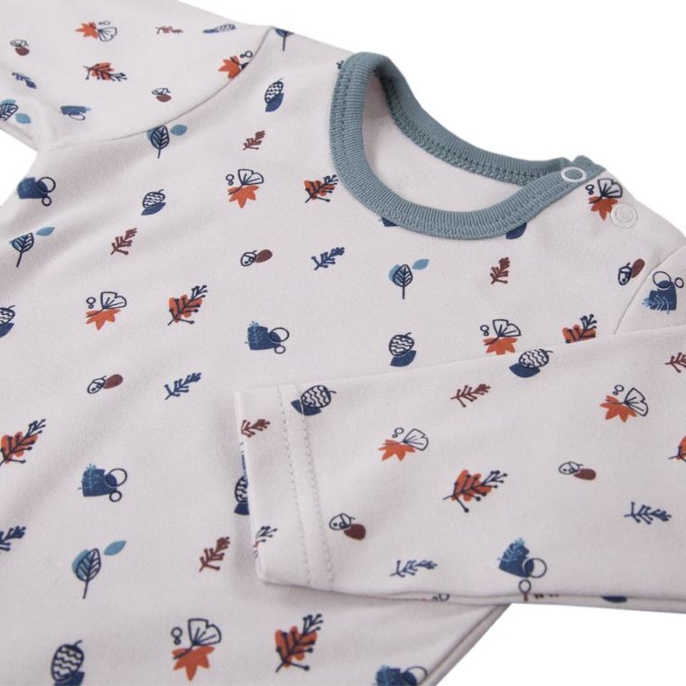 Body chłopięce z długim rękawem, ecru, listki, Eevi