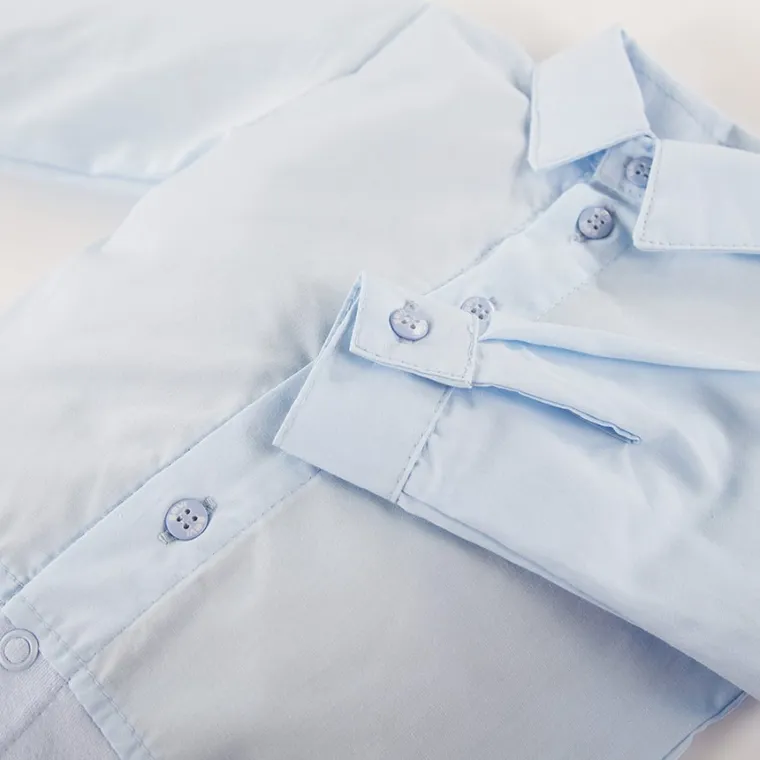 Body chłopięce z długim rękawem, koszulowe, niebieskie, Eevi