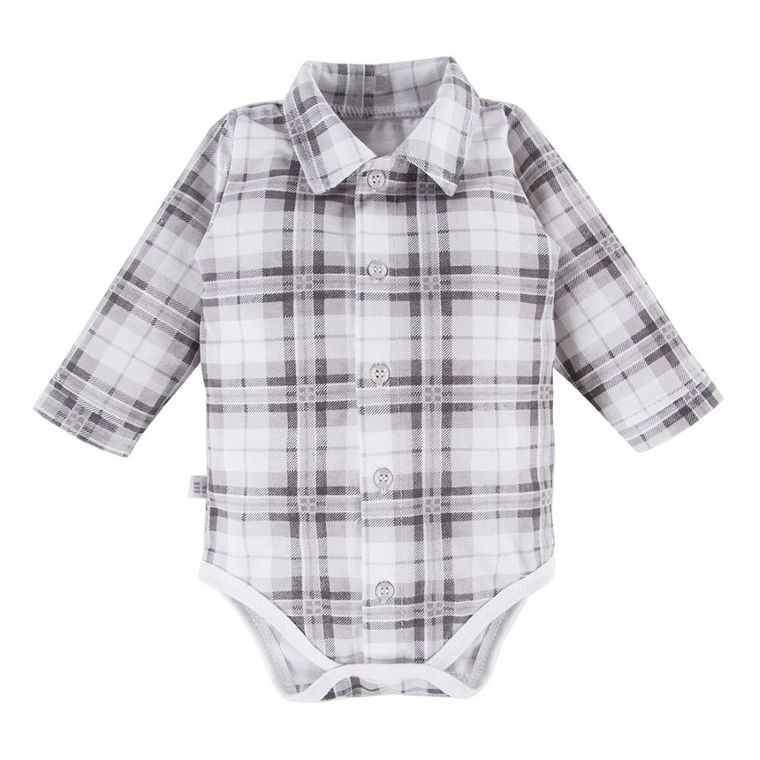 Body chłopięce z długim rękawem, koszulowe, szare, Eevi