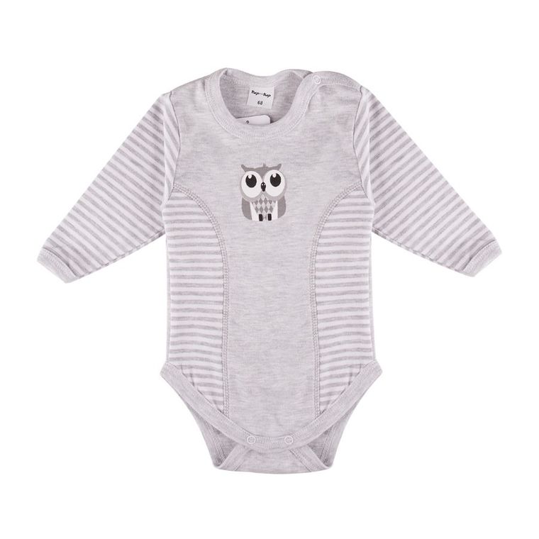 Body chłopięce z długim rękawem, szare, białe, zestaw, 2 szt., Tup Tup