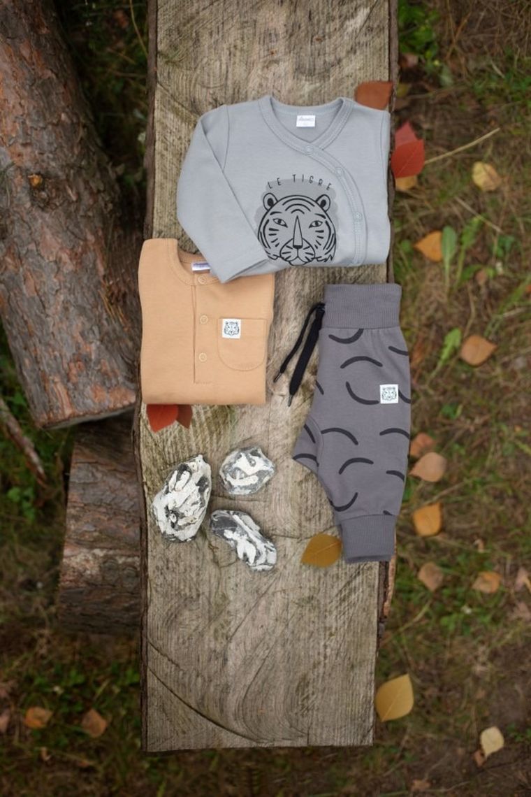 Body chłopięce z długim rękawem, szare, Pinokio