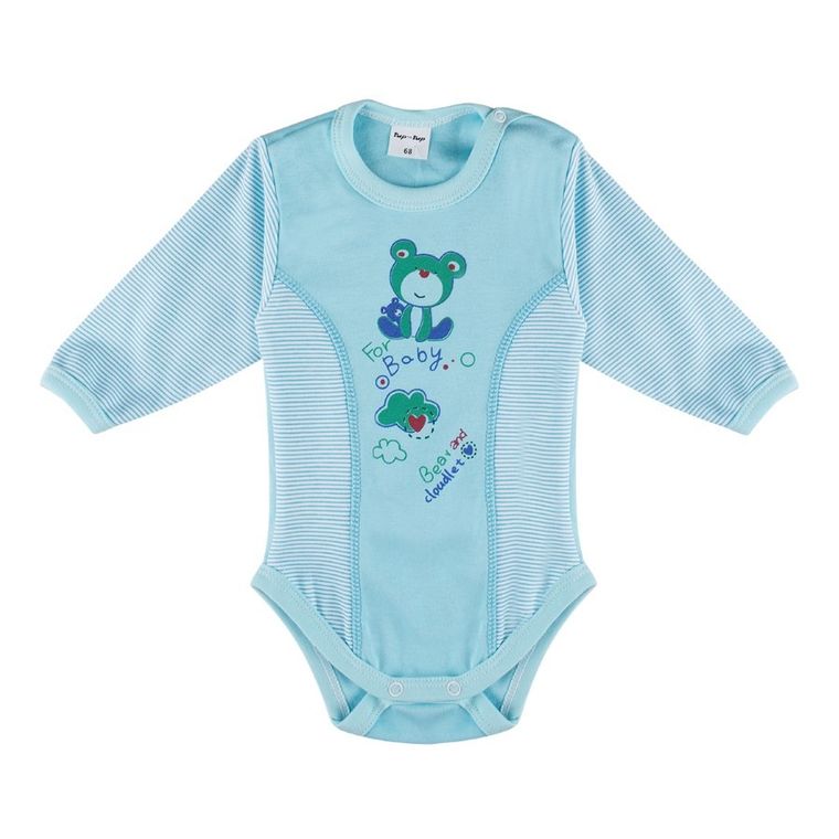 Body chłopięce z długim rękawem, turkusowe, białe, zestaw, 2 szt., Tup Tup