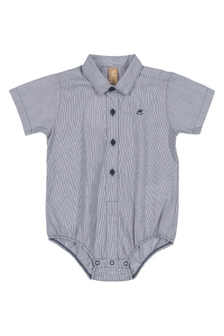 Body chłopięce z krótkim rękawem, koszulowe, niebieskie, Up Baby