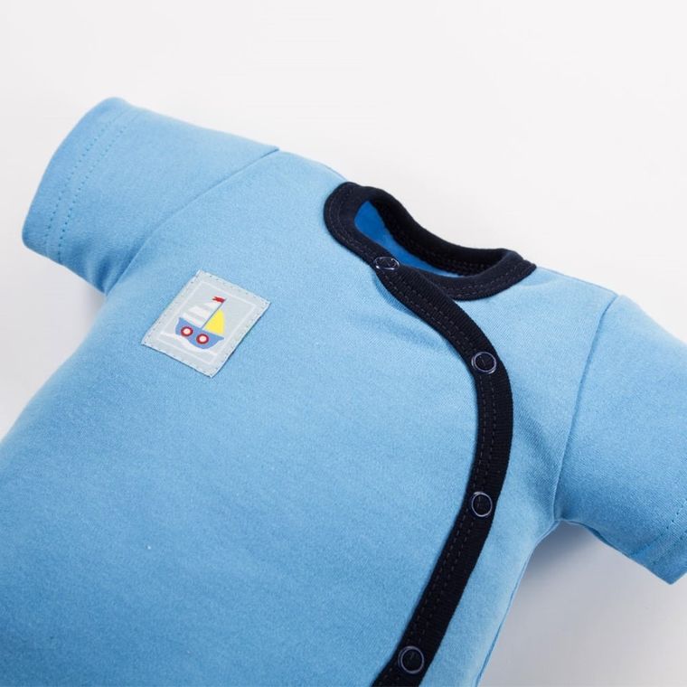 Body chłopięce z krótkim rękawem, niebieskie, Eevi