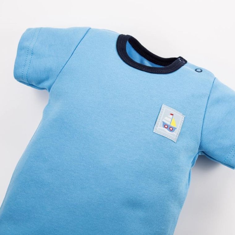 Body chłopięce z krótkim rękawem, niebieskie, Eevi