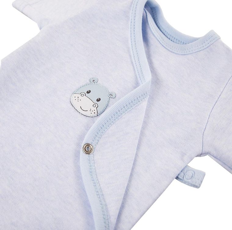Body chłopięce z krótkim rękawem, niebieskie, hipopotam, Eevi