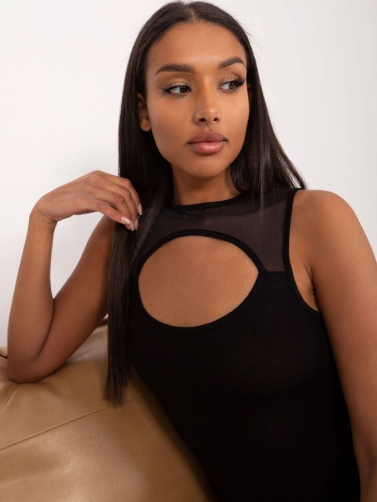 Body damskie bez rękawów, czarne, Berrak