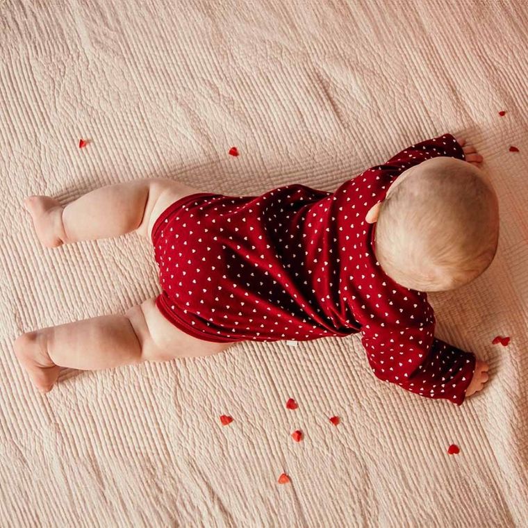 Body dziecięce z długim rękawem, bordowe, Eevi