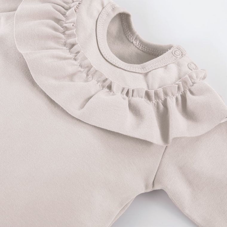 Body dziewczęce z długim rękawem, beżowe, Eevi