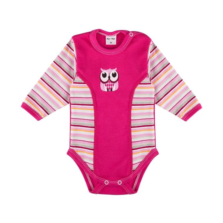 Body dziewczęce z długim rękawem, białe, ciemnoróżowe, zestaw, 2 szt., Tup Tup
