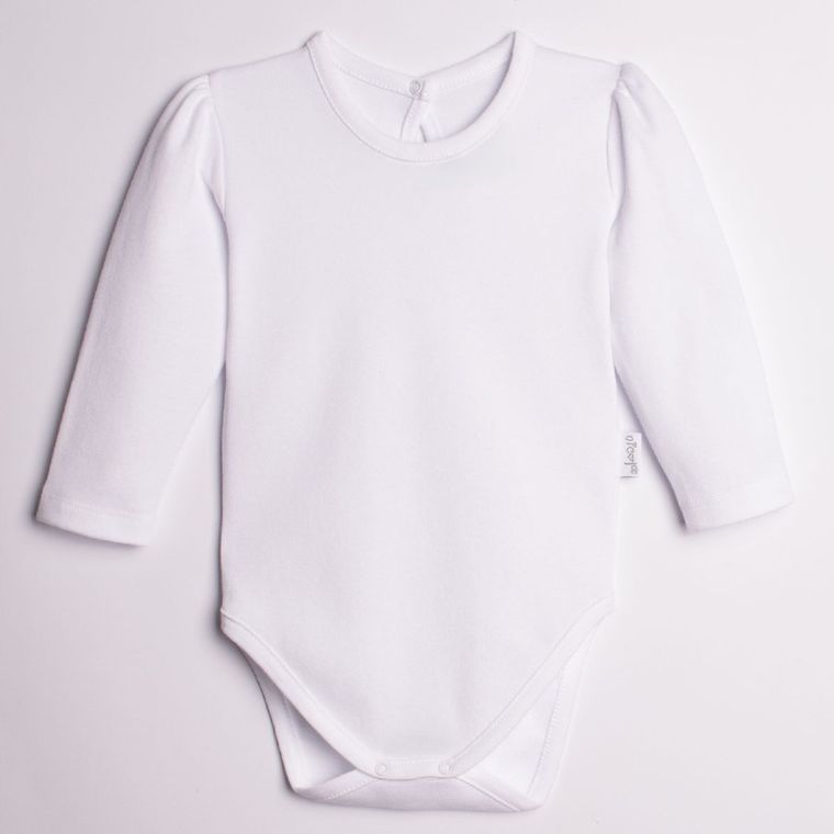 Body dziewczęce z długim rękawem, białe, Nicol