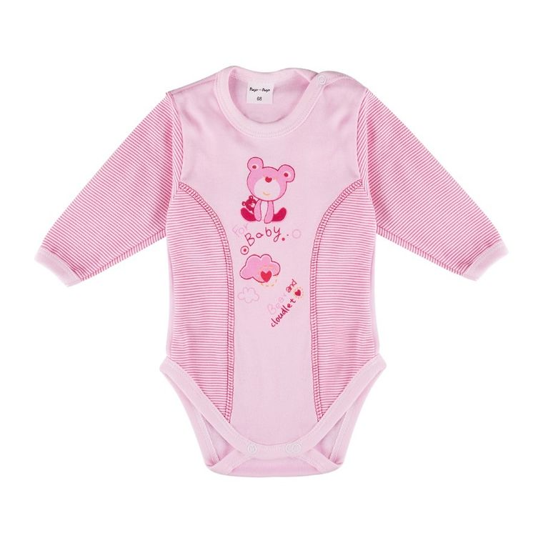 Body dziewczęce z długim rękawem, białe, różowe, zestaw, 2 szt., Tup Tup